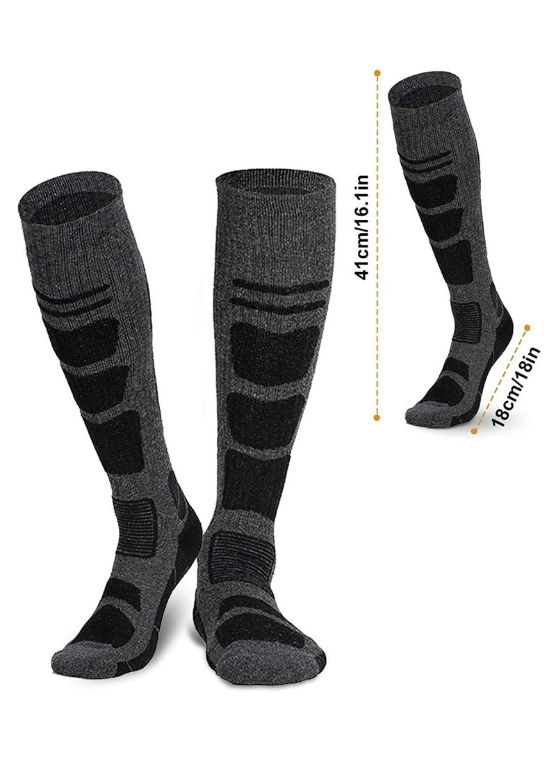 CMGTYYD 2 Pcs Ski Socks Mens and Women, Warm Merino Wool Ski Socks for Skiing Snowboarding, Non-Slip, Knee-high Wool Ski Socks - Image 2