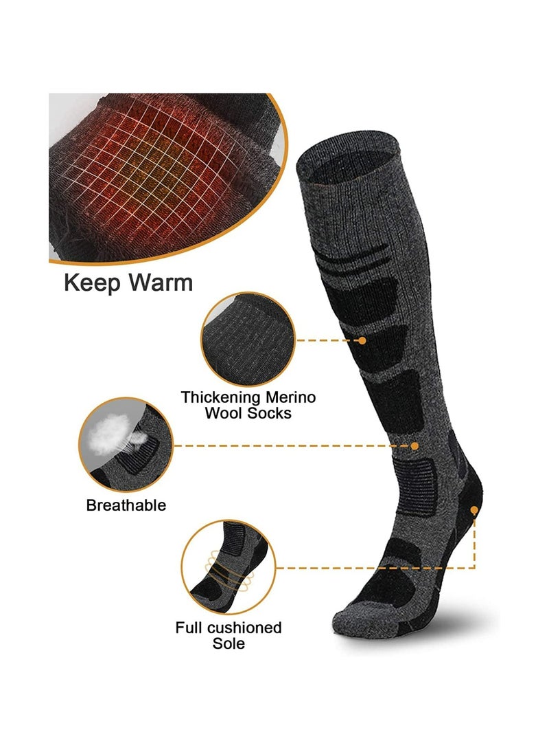 CMGTYYD 2 Pcs Ski Socks Mens and Women, Warm Merino Wool Ski Socks for Skiing Snowboarding, Non-Slip, Knee-high Wool Ski Socks - Image 3