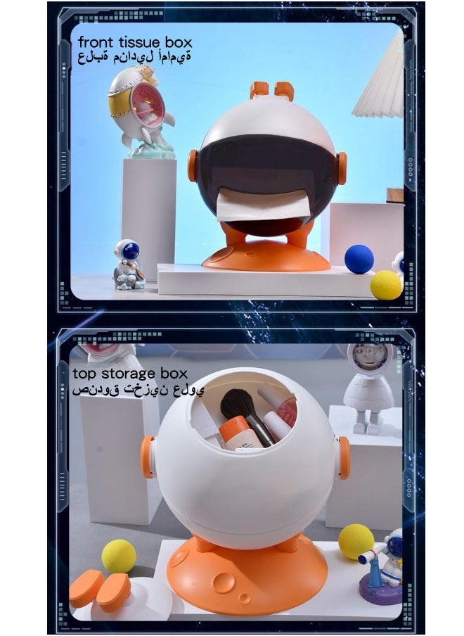 SHABILI - PP Material Astronaut Shape Tissue Box Holder， Waterproof Facial Wipes Storage Box Fashion Napkin Dispenser Container for Desk Home Toilet Bathroom Restaurant Car Office 1 Pack - Image 1