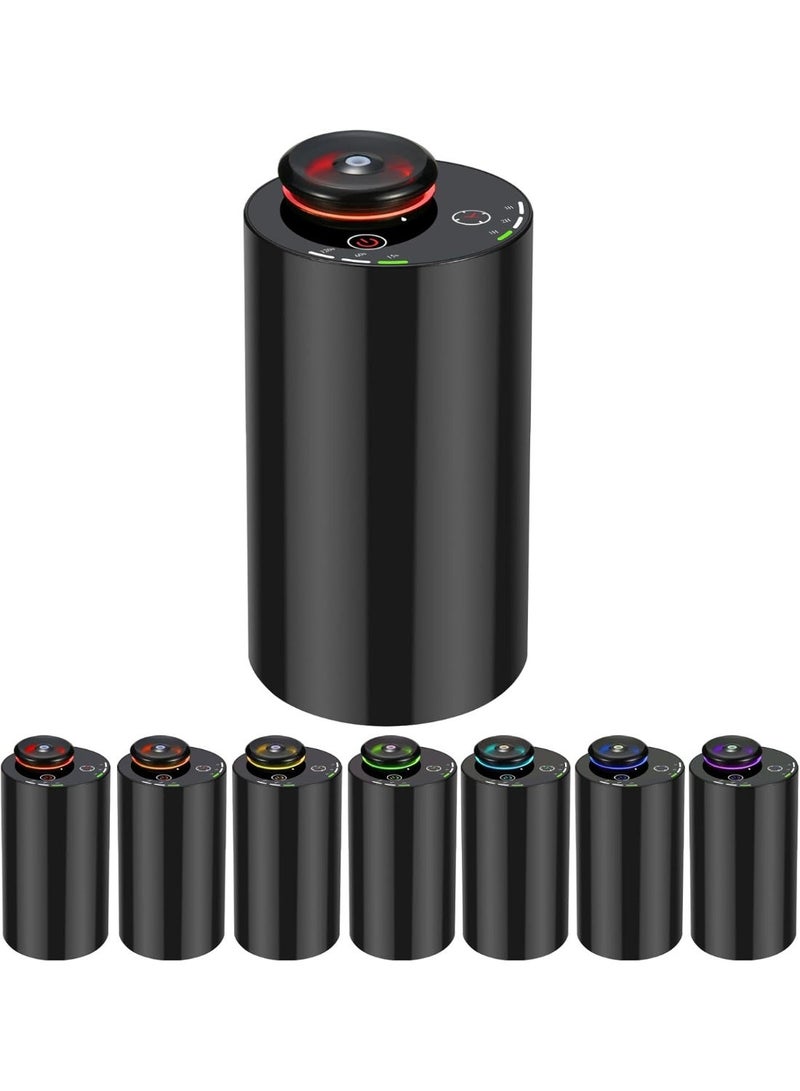 Y&D جهاز توزيع الزيوت العطرية بدون ماء للمنزل يعمل بالبطارية موزع عطر لاسلكي مع توقيت و 3 مستويات رذاذ موزع للسيارة، أسود من سبائك الألمنيوم - Image 2
