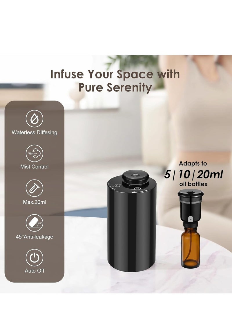 Y&D Waterless Essential Oil Diffuser for Home Battery Operated Cordless Scent Diffuser with Timing & 3 Mist Levels car Diffuser，Black Aluminum Alloy - Image 3