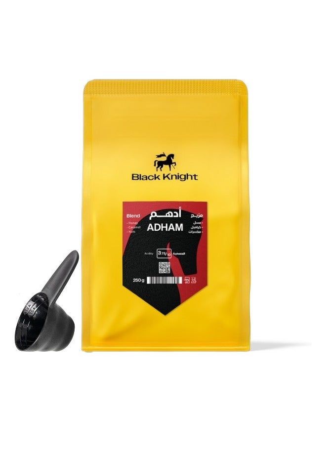 Black Knight Coffee Bean Adham Mix for Espresso And Filter 250G Unground roasted coffee beans for specialty coffee With a coffee scale spoon  - Image 1