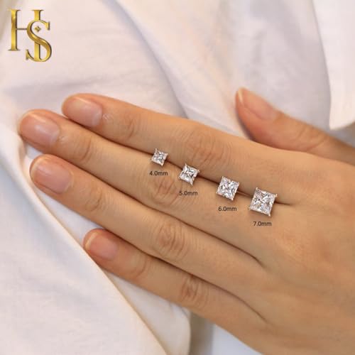 HIGHSPARK 925 Silver Men's "Sparkling Martini" Square Solitaire Stud Earring | 92.5 Sterling Silver and Diamond like Brilliance Sparkling Zirconia | Single Stud for Men | Lovely Gift - Silver 4mm - Image 5