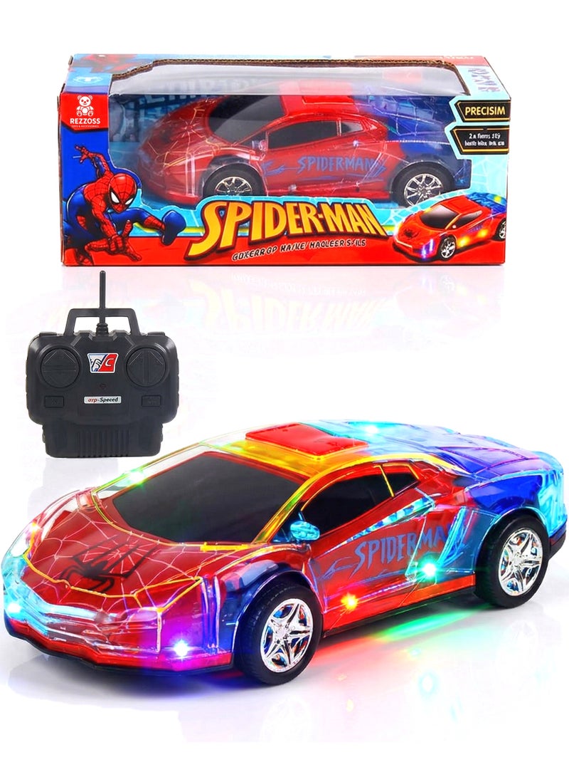 REZZOSS Amazing Spider-Man 2.4GHz Remote Control Super Car for Kids – High-Speed RC Car with Dazzling LED Lights & Semi-Translucent Body – Durable Spider-Man Toy Car for Boys & Girls – Perfect Birthday, Eid & Christmas Gift Classroom Prize - Image 1