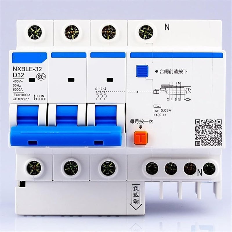 NXBLE 32 3P Plus N 6A جهاز التيار المتبقي نوع الإطلاق الكهرومغناطيسي D حماية تسرب الأرض - Image 1