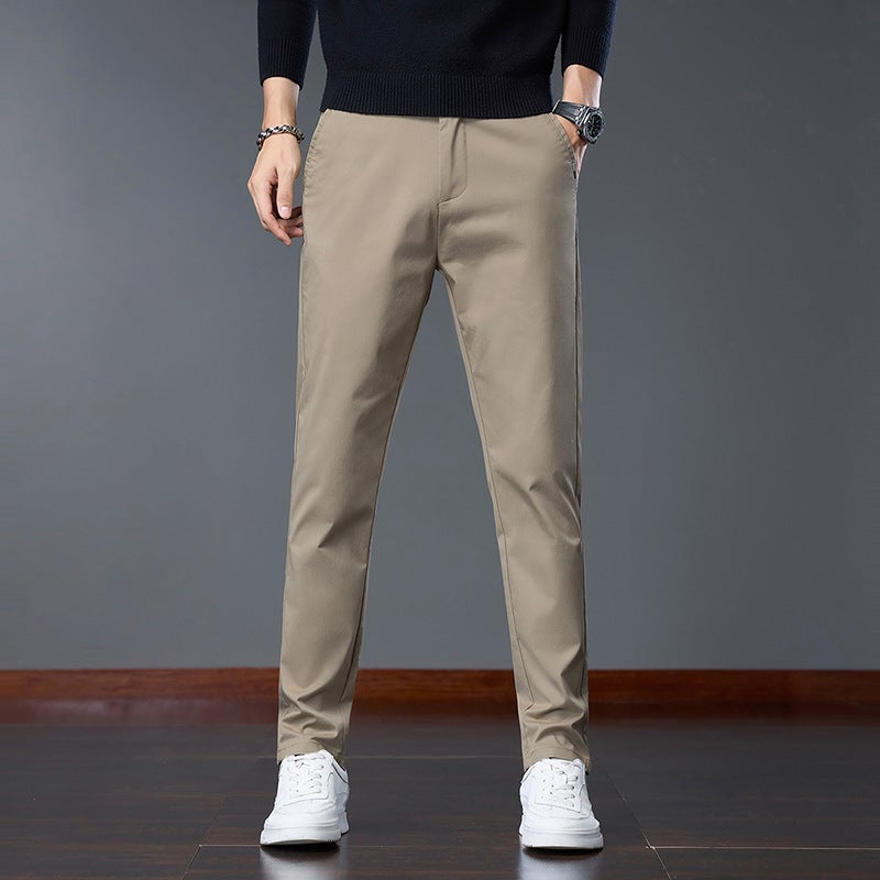 Men'S High-End Khaki Casual Pants 2024 New Slim-Fit Small Feet All-Match Washed Long Pants For Men - Image 3