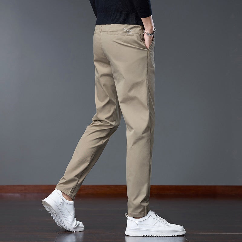 Men'S High-End Khaki Casual Pants 2024 New Slim-Fit Small Feet All-Match Washed Long Pants For Men - Image 2