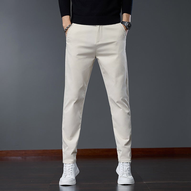 Men'S High-End Khaki Casual Pants 2024 New Slim-Fit Small Feet All-Match Washed Long Pants For Men - Image 1