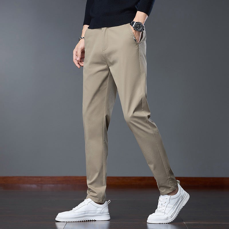 Men'S High-End Khaki Casual Pants 2024 New Slim-Fit Small Feet All-Match Washed Long Pants For Men - Image 4