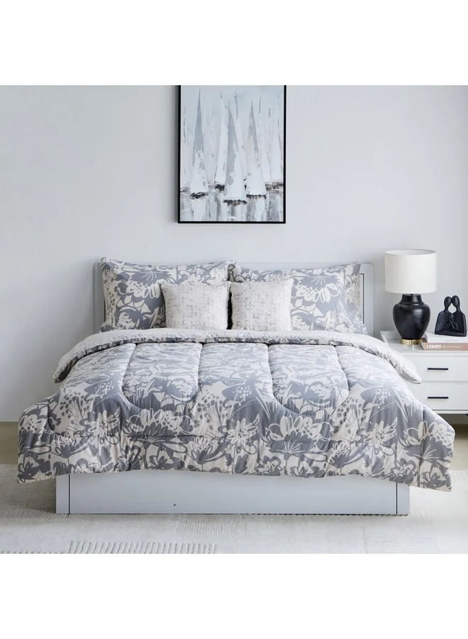 Home Box Aurora Heya 5-Piece Printed Cotton Queen Comforter Set 240 x 200 cm