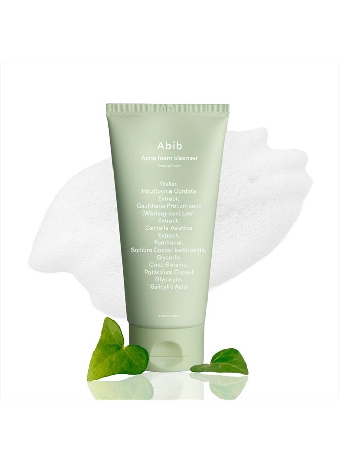 abib منظف رغوي لعلاج حب الشباب من Heartleaf Foam 5.07 أونصة سائلة / 150 مل منظف يومي مرطب للوجه حمضي خفيف، بانثينول B5 مهدئ للبشرة المتهيجة والعناية ببثور حب الشباب - Image 1