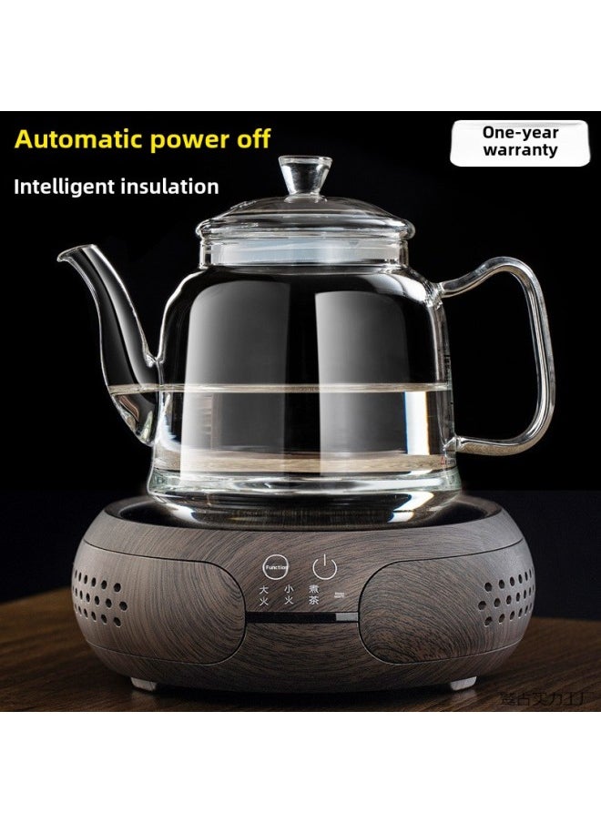 Generic Ultra-thick Pure Glass Kettle Electric Ceramic Stove Household Old-fashioned High-temperature Explosion-proof Transparent Extra-thick One-piece Pot-Color:Braided Rope B Boiling Water Bottle + White Drum Stove [set]-Capacity:Default  - Image 2