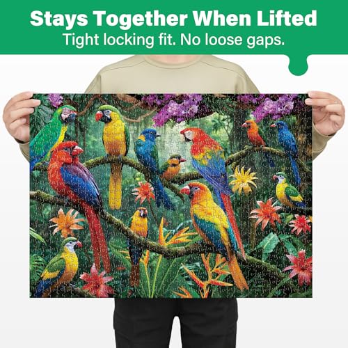 BenBen 1000 Piece Jigsaw Puzzle for Adults Jungle Parrots Puzzles with Letters or Patterns on Back Challenging Puzzle for Game Night Home Dcor 2663 x 1925 - Image 5