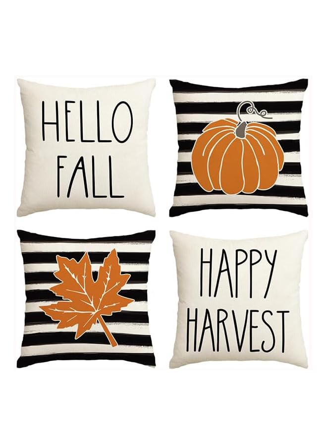 The Bros Fall Decor Throw Pillow Covers, Watercolor Stripes, Home Decor Pillowcases, for Thanksgiving, Set of 4, 45×45CM - Image 1