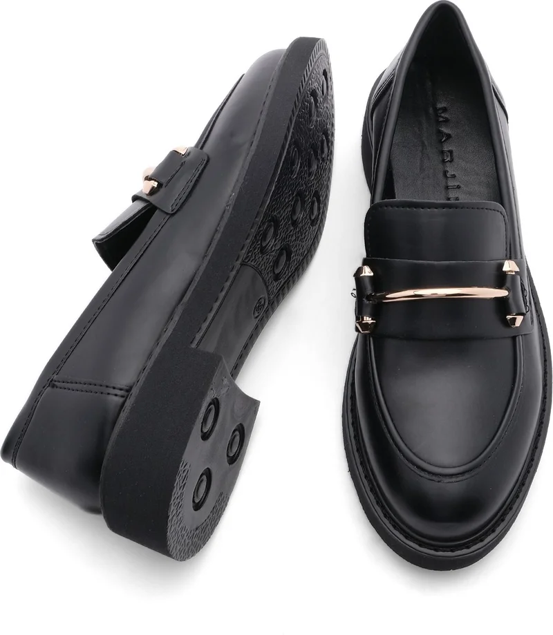 MARJIN Women's Loafer Moccasin Casual Buckle Daily Shoes Forye