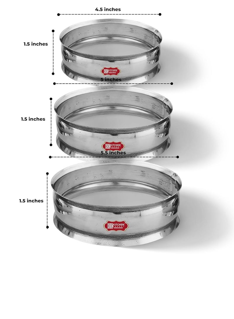 Kitchen Expert Kitchen Expert - Steel Rings for Kitchen | Set of 3 | for Hot Pot Utensils | Patila Ring | Round Steel Rings | Matka Stand | | Multipurpose (Small/Medium/Large)  - Image 3