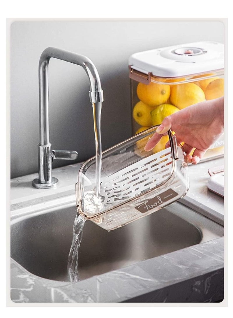 Refrigerator Organizer, Vacuum Storage Box, Fruits and Vegetables, Cool Container, Stackable Refrigerator Organizer with Removable Drain Tray and Lid, Food Storage Containers  - Image 4