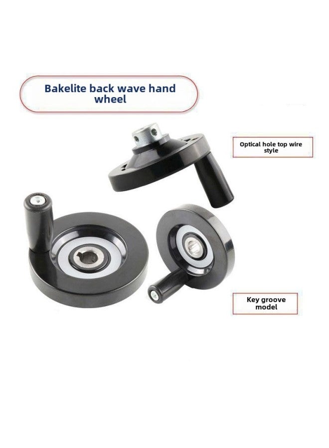 Black Bakelite Top Silk Back Wave Handwheel Rotating Handle Type 63/80/100/125/160/200-Color:Outer Diameter 200*hole 20 Top Wire  - Image 3