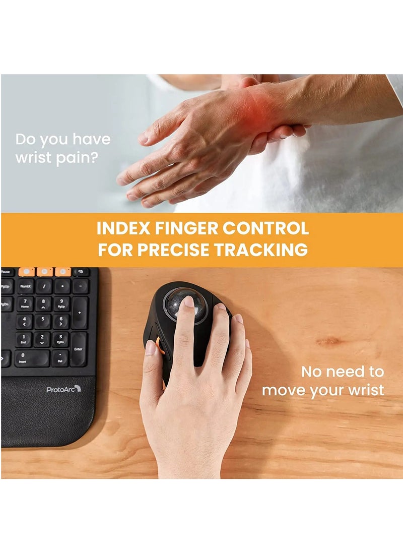 Wireless Index Finger Trackball,  EM03 Wireless Bluetooth Trackball Mouse Rechargeable Ergonomic RGB Backlit Rollerball Mice for Windows Mac iPad - Image 5