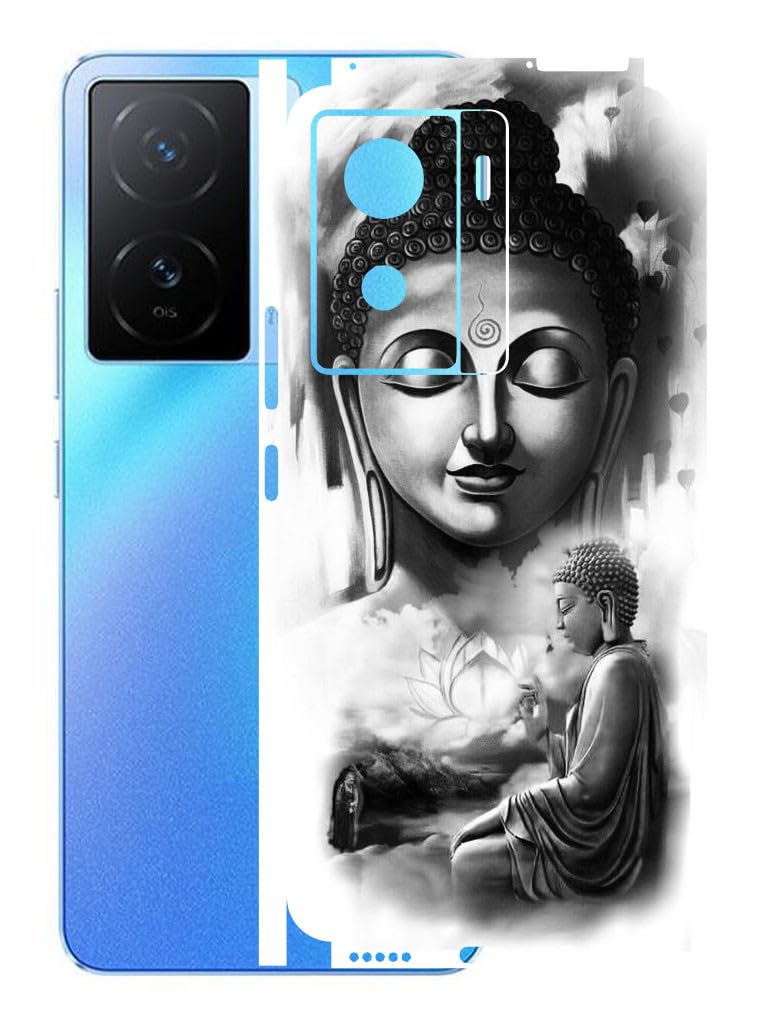 - VIVO IQOO Z7 (5G) Mobile Back Skin Sticker - Lamination - Rear Screen Guard Protector Film Wrap (Coverage - Back+Camera+Sides) (Design - Buddha)