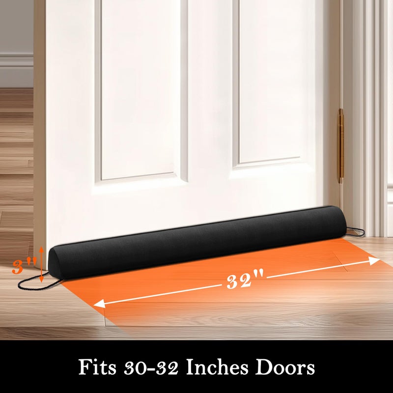 Sunolga 32" Door Draft Stopper Blocks Hot and Cold Air with Removable Washable Cover for Gaps Up to 3", All-Season Seal for Noise, Door Sweep for Bottom of Door and Window, Home Essentials, Black - Image 2