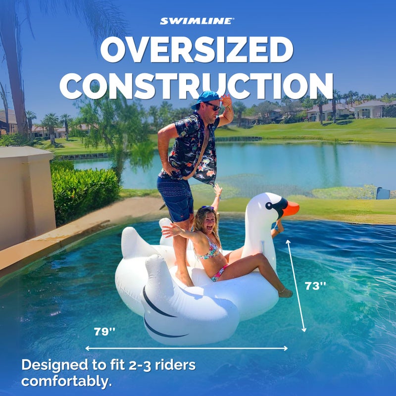 SWIMLINE ORIGINAL 90621 Giant Inflatable Swan Pool Float Floatie Ride-On Lounge W/ Stable Legs Wings Large Rideable Blow Up Summer Beach Swimming Party Lounge Big Raft Tube Decoration Toys Kids Adults - Image 5