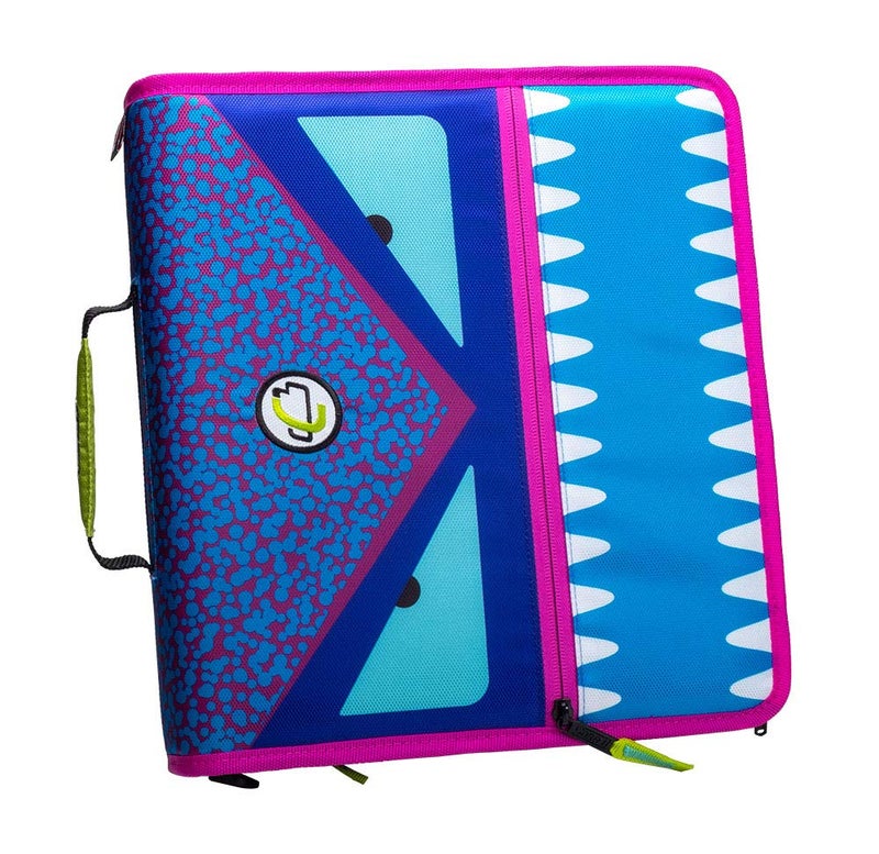 Case it Case-it The Dual 2-in-1 Zipper Binder | Two 1.5-Inch D-Rings, 600 Sheet Capacity, Pencil Pouch & Multiple Pockets | School & Office Organizer with Shoulder Strap | Dual-101 Monster Design Purpal - Image 1