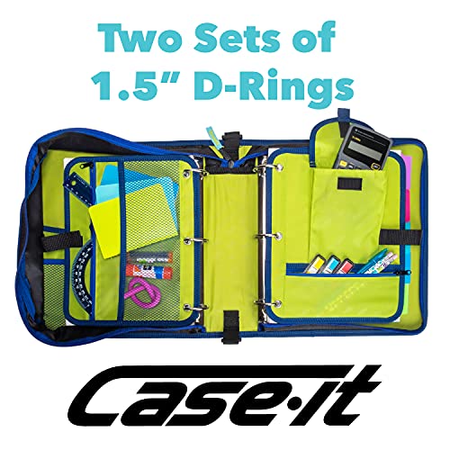 Case it Case-it The Dual 2-in-1 Zipper Binder | Two 1.5-Inch D-Rings, 600 Sheet Capacity, Pencil Pouch & Multiple Pockets | School & Office Organizer with Shoulder Strap | Dual-101 Monster Design Purpal - Image 2