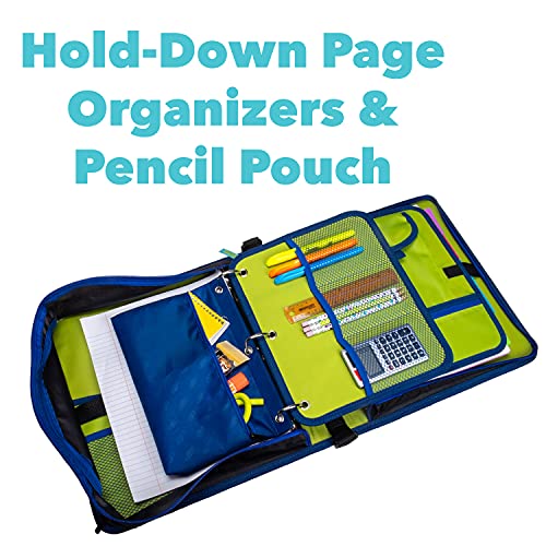 Case it Case-it The Dual 2-in-1 Zipper Binder | Two 1.5-Inch D-Rings, 600 Sheet Capacity, Pencil Pouch & Multiple Pockets | School & Office Organizer with Shoulder Strap | Dual-101 Monster Design Purpal - Image 3