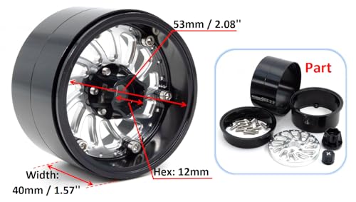 HOBBYSOUL 22 Beadlock Wheels Adjustable 3 Offset Rims Wide 40mm for RC 110 Crawler SCX10 Capra TRX4 Gen8 Everest gen 7 Pro Upgrades HS701577 - Image 5