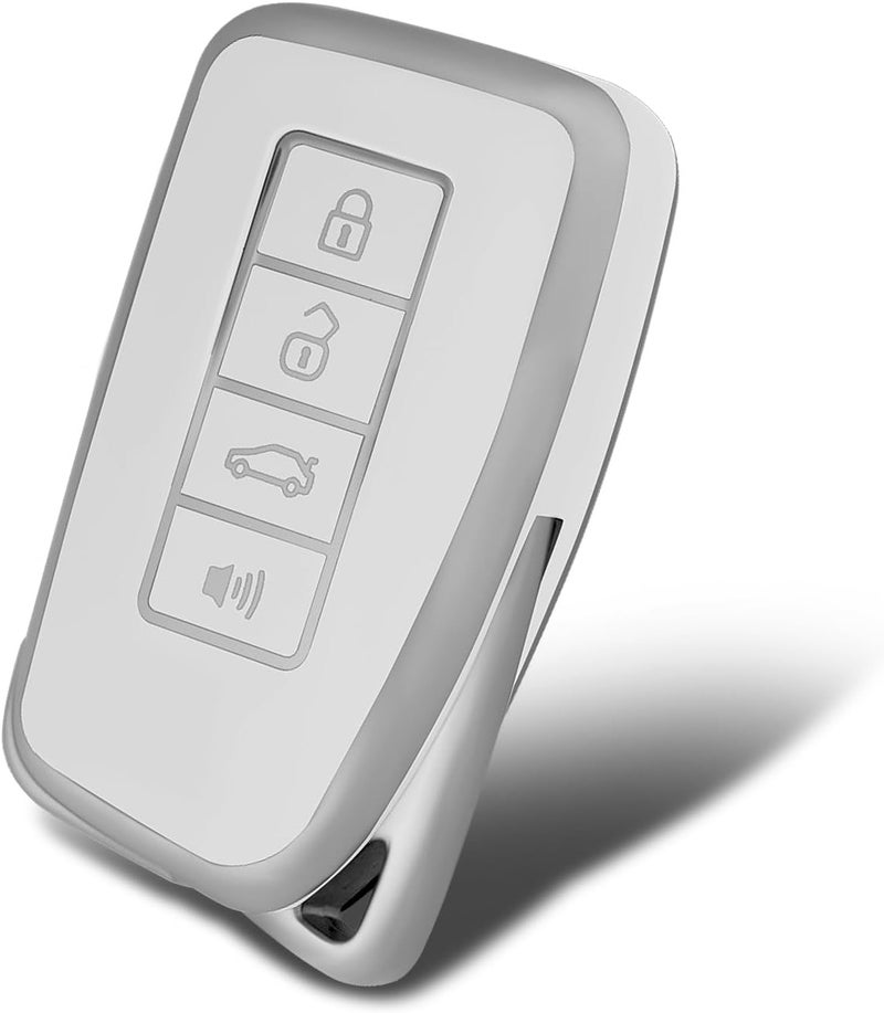 وركاس غطاء مفتاح فاخر من TPU الناعم بنمط 4 أزرق فضي متوافق مع RX ES GS LS NX RS GX LX RC LC - غطاء مفتاح من TPU الناعم (فضي - أبيض) - Image 1