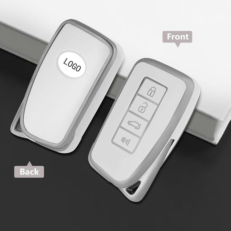 وركاس غطاء مفتاح فاخر من TPU الناعم بنمط 4 أزرق فضي متوافق مع RX ES GS LS NX RS GX LX RC LC - غطاء مفتاح من TPU الناعم (فضي - أبيض) - Image 4