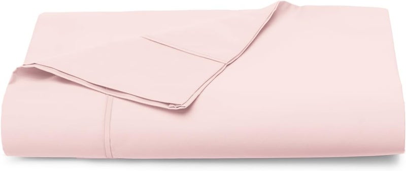 PIZUNA 100% Cotton Flat Bedsheet Double Bed 230x280 cm Light Pink 1 PC, 400 Thread Count Luxurious Long Staple Cotton Sateen Weave Bed Sheet Light Pink (ملاءة سرير مسطحة من القطن 100%) - Image 1