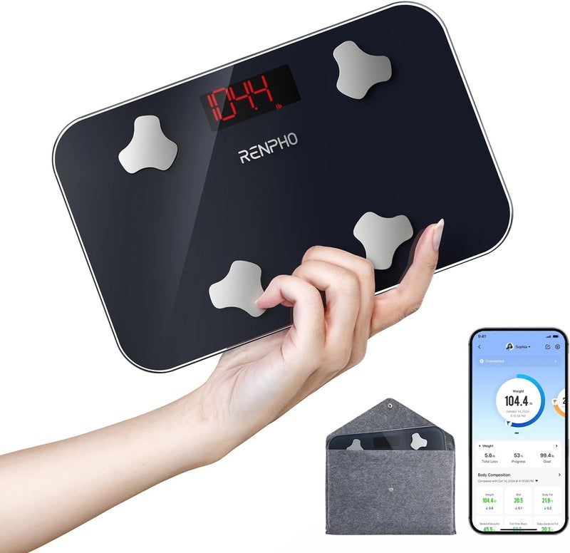RENPHO Travel Scale for Body Weight Mini Bathroom Scale for Body Fat Portable Weight Scale for Traveling with Storage Case 13 Body Composition Analyzer with App 400 lbs Elis Go 1102 x 709 - Image 1