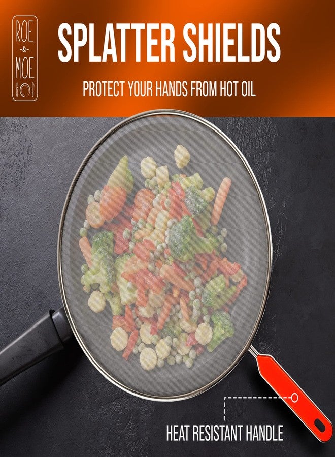 Roe & Moe Splatter Screens - Stainless Steel Splatter Screens for Frying Pan with Insulated Handles - Grease Splatter Guards For Frying Pan that Lets You Create Masterpieces with Ease (Pack of 3) - Image 4