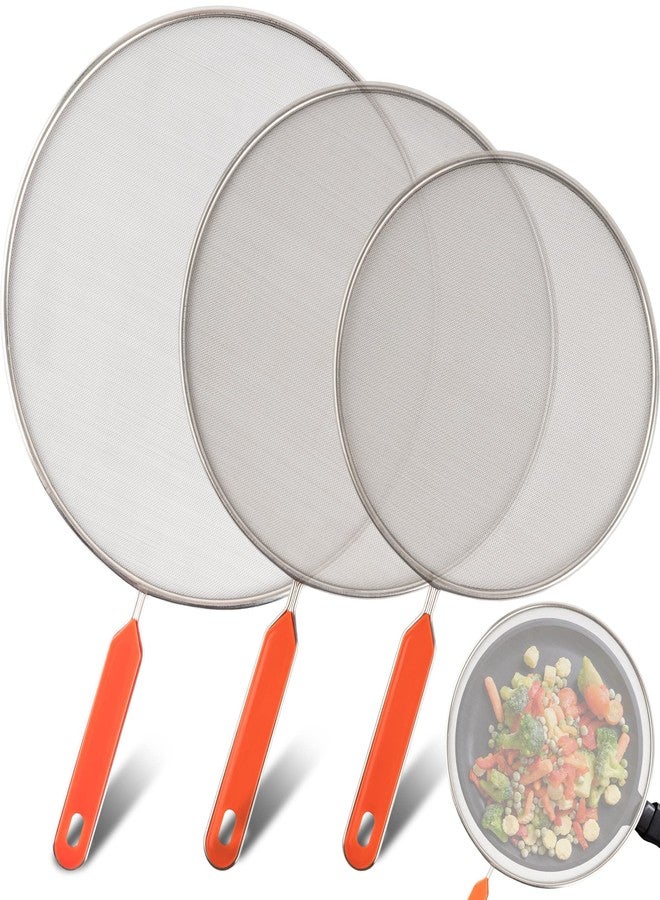 Roe & Moe Splatter Screens - Stainless Steel Splatter Screens for Frying Pan with Insulated Handles - Grease Splatter Guards For Frying Pan that Lets You Create Masterpieces with Ease (Pack of 3) - Image 1