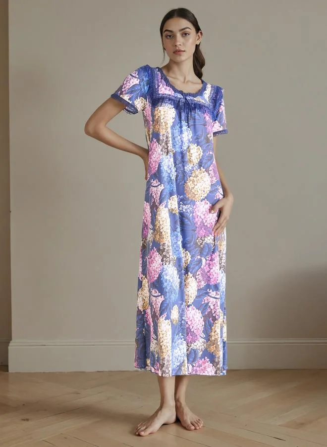 سبلاش فيڤ قميص نوم بطبعة زهور مع ثونغ