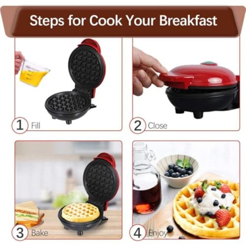 Waffle Maker, Mini Toaster, Home Bread Maker, Sandwich Breakfast Maker, Multi-Function Electric Baking Pan Black - Image 4