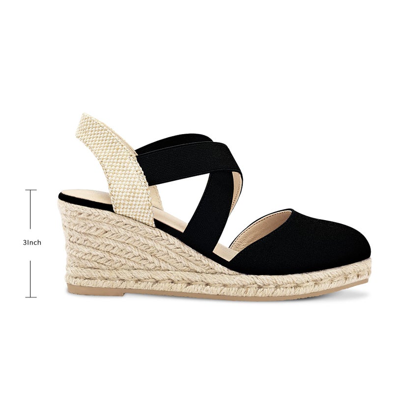 mysoft Women's Closed Toe Crisscross Elastic Ankle Strap Platform Espadrille Wedge Sandals - Image 4