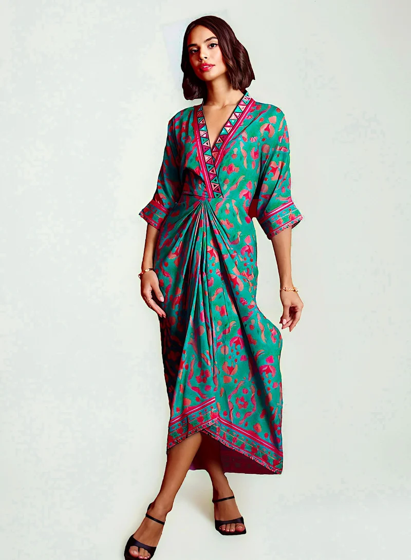 ECSTACY Multiprinted Pleat Dress
