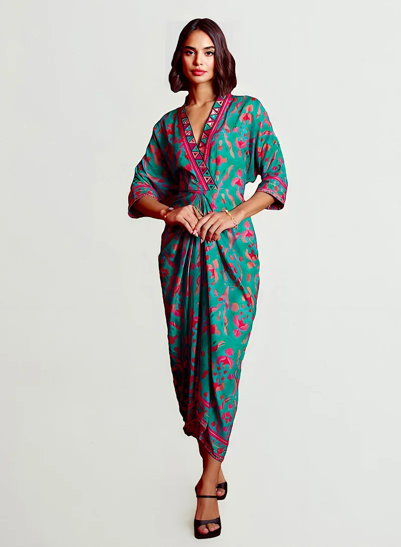 ECSTACY Multiprinted Pleat Dress