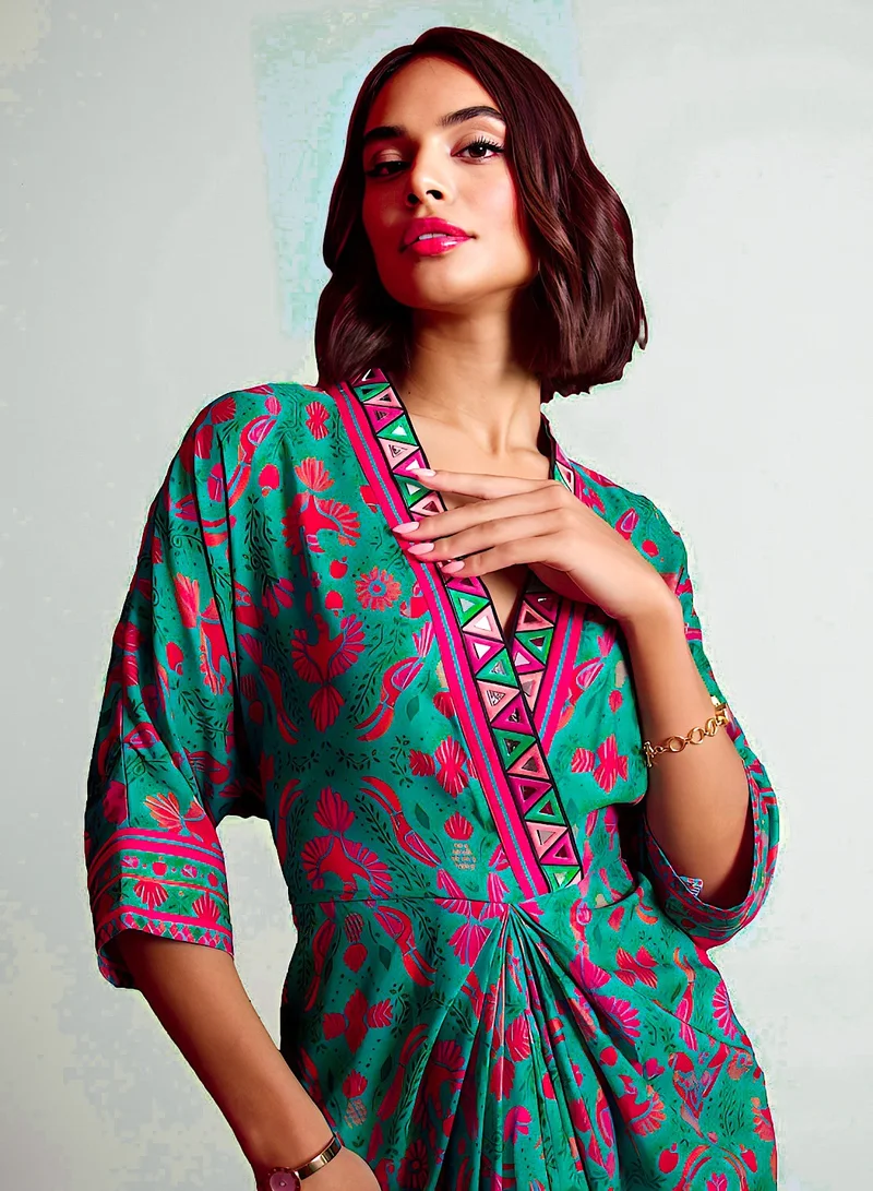 ECSTACY Multiprinted Pleat Dress