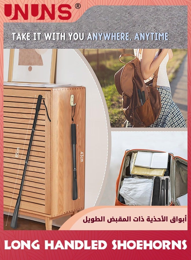 UNUNS Shoes Horn Long Handle,85cm Extra Long Shoehorns,Retractable Adjustable Shoehorn,Shoe Spoon Stick Shoes Helper,For Men Women Seniors Kids,Portable Shoe Horn For Travel/Family Daily Use,Black - Image 5