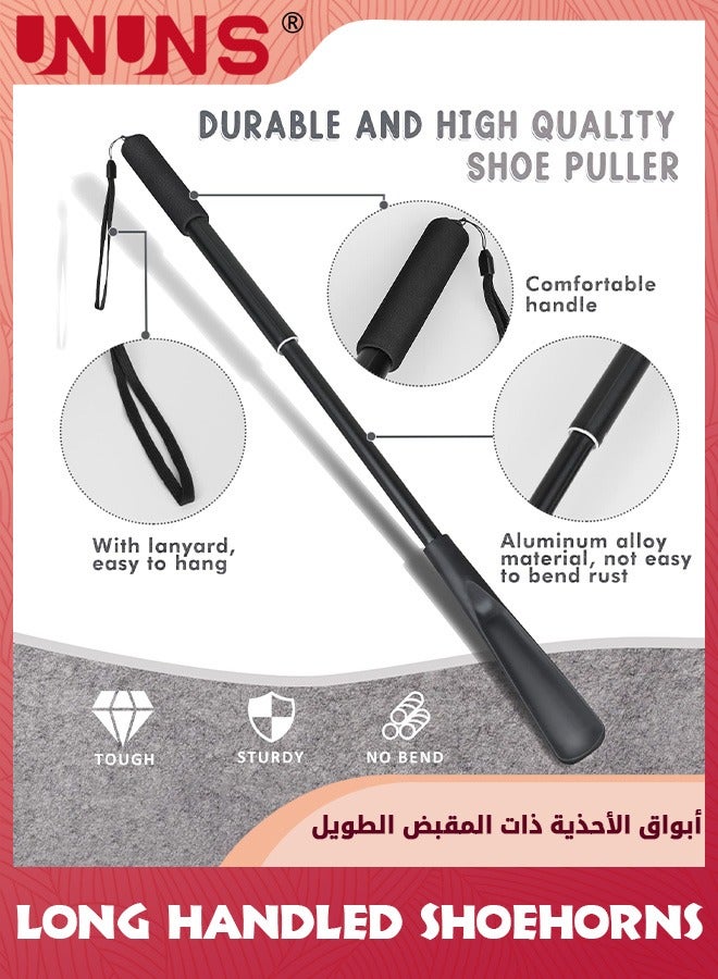 UNUNS Shoes Horn Long Handle,85cm Extra Long Shoehorns,Retractable Adjustable Shoehorn,Shoe Spoon Stick Shoes Helper,For Men Women Seniors Kids,Portable Shoe Horn For Travel/Family Daily Use,Black - Image 2