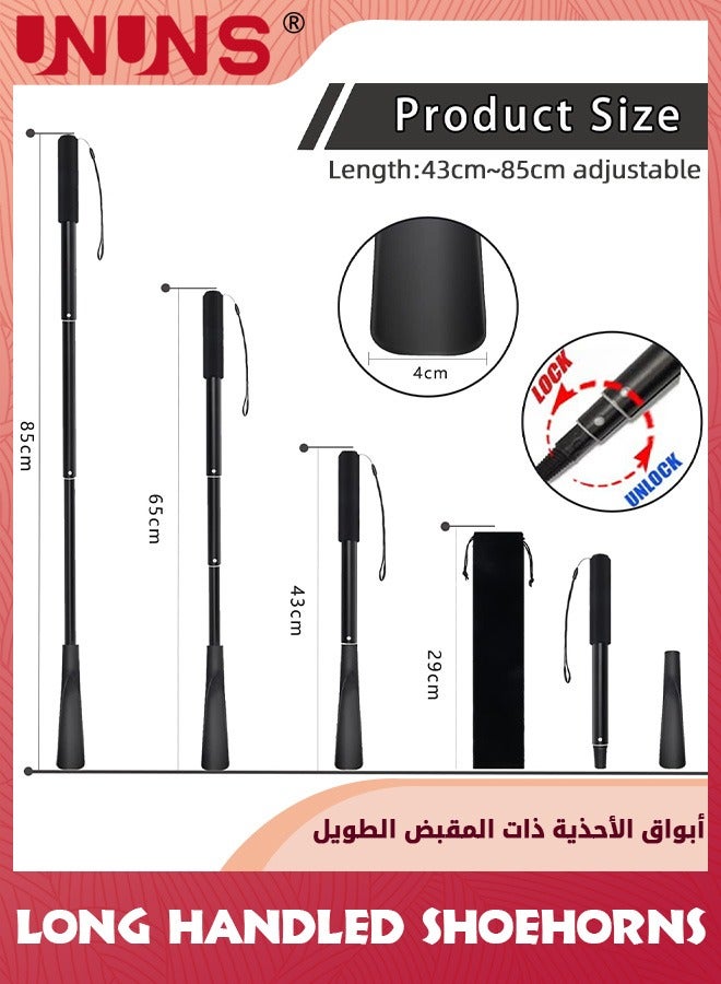 UNUNS Shoes Horn Long Handle,85cm Extra Long Shoehorns,Retractable Adjustable Shoehorn,Shoe Spoon Stick Shoes Helper,For Men Women Seniors Kids,Portable Shoe Horn For Travel/Family Daily Use,Black - Image 3