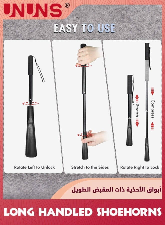 UNUNS Shoes Horn Long Handle,85cm Extra Long Shoehorns,Retractable Adjustable Shoehorn,Shoe Spoon Stick Shoes Helper,For Men Women Seniors Kids,Portable Shoe Horn For Travel/Family Daily Use,Black - Image 4