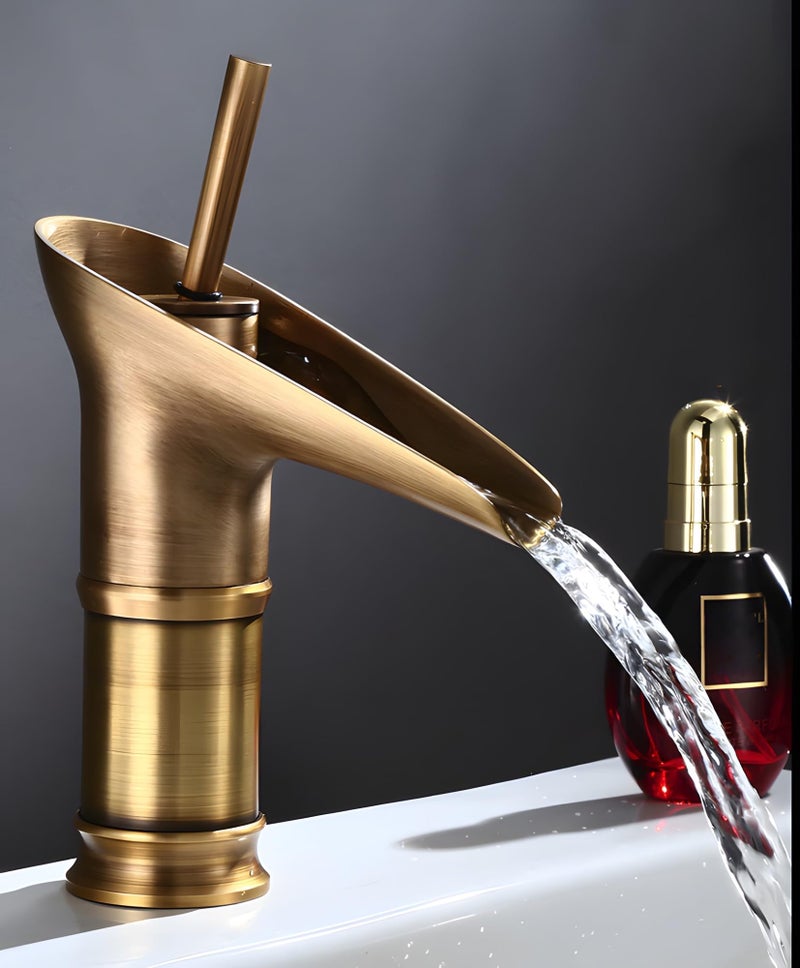 24x7 eMall Antique Waterfall Basin Mixer Hot and Cold, 7 Inch Tall Basin Tap Faucet - Image 1