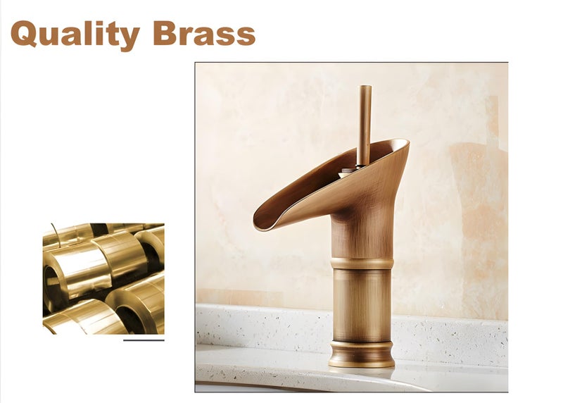 24x7 eMall Antique Waterfall Basin Mixer Hot and Cold, 7 Inch Tall Basin Tap Faucet - Image 5