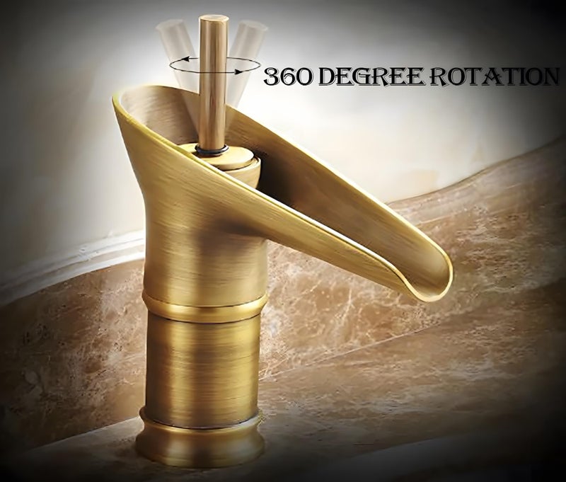 24x7 eMall Antique Waterfall Basin Mixer Hot and Cold, 7 Inch Tall Basin Tap Faucet - Image 4