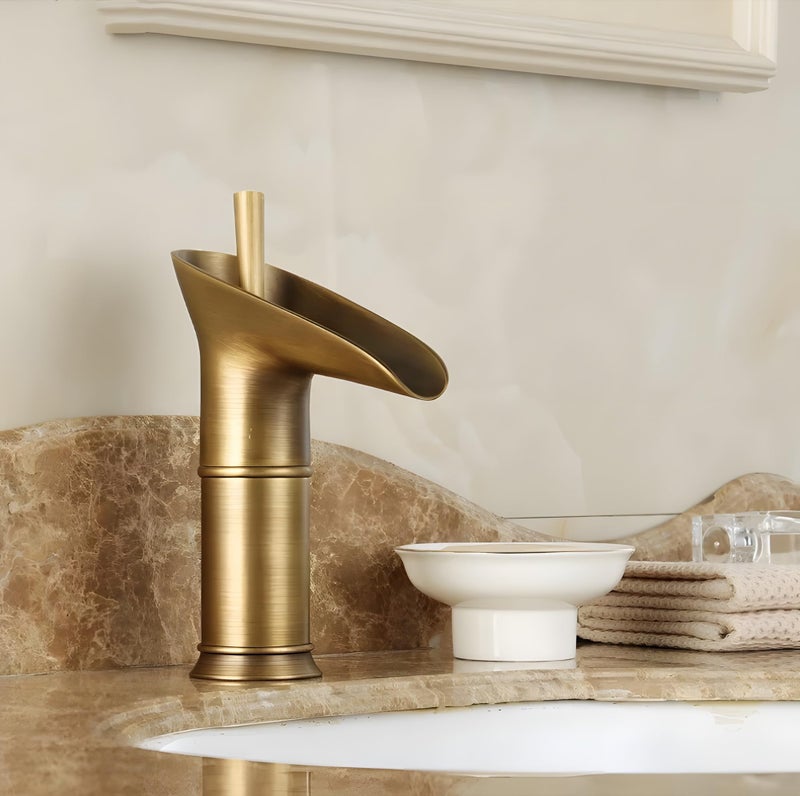 24x7 eMall Antique Waterfall Basin Mixer Hot and Cold, 7 Inch Tall Basin Tap Faucet - Image 2
